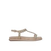 Alma EN Pena Glittrig platt sandal Beige, Dam