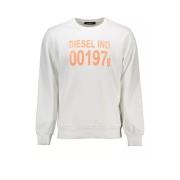 Diesel Friskt Vitt Tryckt Bomullsweatshirt White, Herr