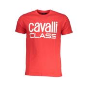 Cavalli Class Tryck Logo Rund Hals T-shirt Red, Herr