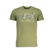 Cavalli Class Tryck Logo Rund Hals T-shirt Green, Herr