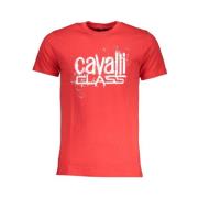 Cavalli Class Tryck Logo Rund Hals T-Shirt Red, Herr