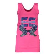 Cavalli Class Rosa Bomull Tank Top med Tryck Pink, Dam