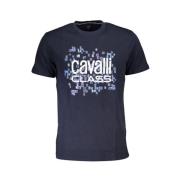 Cavalli Class Tryck Logo Kortärmad T-shirt Blue, Herr