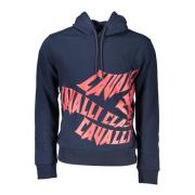 Cavalli Class Herr Hoodie med Fet Logo Print Blue, Herr