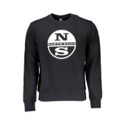 North Sails Svart Bomullssweatshirt med Tryckt Logo Black, Herr