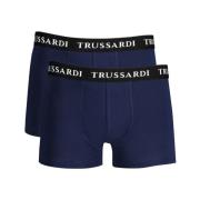 Trussardi Blå Bomullskalsonger Boxer Briefs Paket Blue, Herr