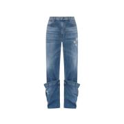 JW Anderson Jeans med dekorativa uppvik Blue, Dam