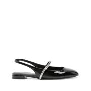 Stuart Weitzman Svart Ballerina Flats Kristall Dekoration Black, Dam