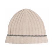 Brunello Cucinelli Räfflad Cashmere Beanie Mössa Beige, Herr