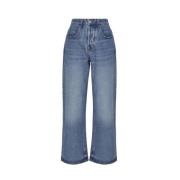 Jacquemus Indigo Wide Leg Denim Jeans Blue, Dam