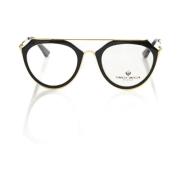 Frankie Morello Aviator Glasögon Svart Guld Metall Black, Unisex