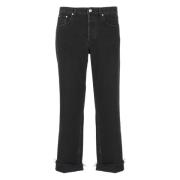 Lanvin Svarta bomullsjeans med bältesöglor Black, Herr