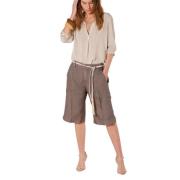 Mason's Straight Woman's Chino Bermuda i Tencel och Linne Brown, Dam