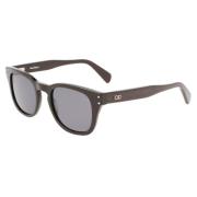 Salvatore Ferragamo Svarta Acetat Solglasögon med Gråa Linser Black, U...