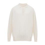 Brioni Långärmad Cashmere Polo Tröja White, Herr