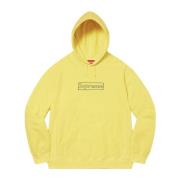 Kaws Begränsad upplaga Krit Box Logo Hoodie Yellow, Herr