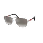 Prada Silver Gradient Spegel Solglasögon Gray, Unisex