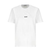 Msgm Vit Bomull T-shirt Rund Hals Logo White, Dam