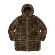 Supreme Faux Fur Hooded Coat Brown Brown, Herr
