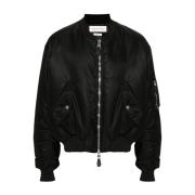 Alexander McQueen Svart Vadderad Bomberjacka Black, Herr