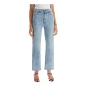 Khaite Vintage Cropped Straight Leg Jeans Blue, Dam