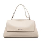 Orciani Vit Läder Crossbody Väska Beige, Dam