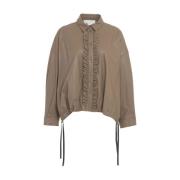 8PM Brun Eco Läder Blus Aw24 Beige, Dam