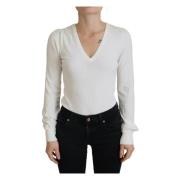 Patrizia Pepe Casual Ivory Blus Top White, Dam