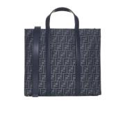 Fendi Blå Denim Toteväska med Läder Blue, Herr