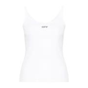 Off White Vit Elastisk Tanktop White, Dam