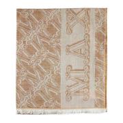 Max Mara Elegant Logo Jacquard Fringed Stole Multicolor, Dam