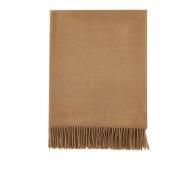 Max Mara Baci Kamel Cashmere Scarf med Logo Brown, Dam