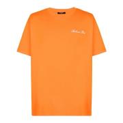 Balmain Avslappnad T-shirt med signaturbroderi Orange, Herr