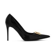 Dolce & Gabbana Svart Logo Pumps Spetsig Tå Stilettklack Black, Dam