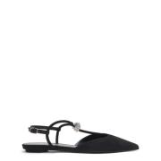 Stuart Weitzman Kristall T-Strap Platta Sandal Black, Dam