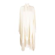 Taller Marmo Ivory Fringed Midi Klänning med Hög Hals Beige, Dam