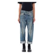 R13 Crossover Jeans Kelly Blue Distressed Wash Blue, Dam