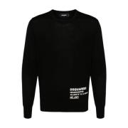 Dsquared2 Klassisk Svart Pullover Stickat Aw24 Black, Herr