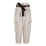 Pinko Vita Cargo Byxor Aw24 White, Dam