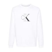 Calvin Klein Jeans Logo Print Vit Tröja White, Herr