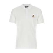 Moschino Vit Piquet Polo Skjorta White, Herr