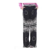 Twinset Georgette Palazzo Byxor med Bandana Print Black, Dam