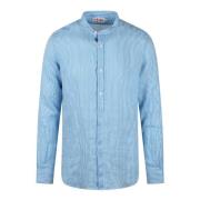 MC2 Saint Barth Randig Linneskjorta Ss24 Regular Fit Blue, Herr