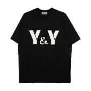 Yohji Yamamoto Svart Oversize T-shirt med Y&Y Print Black, Herr