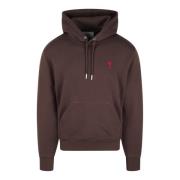 Ami Paris Hjärta Hoodie Fw24 Boxy Fit Brown, Herr