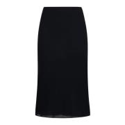 Khaite Ribbstickad Svart Midi Kjol Black, Dam