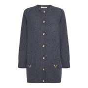 Valentino Elegant Cardigan Sweaters Gray, Dam