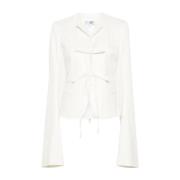 MM6 Maison Margiela Italiensk Twill Blazer med Extra Långa Ärmar White...