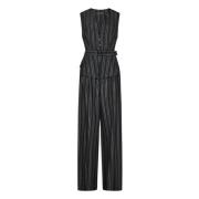 Alberta Ferretti Grå Randig Crepe Jumpsuit Gray, Dam