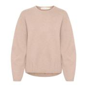 InWear Mjuk Stickad Pullover Sandy Grey Melange Beige, Dam